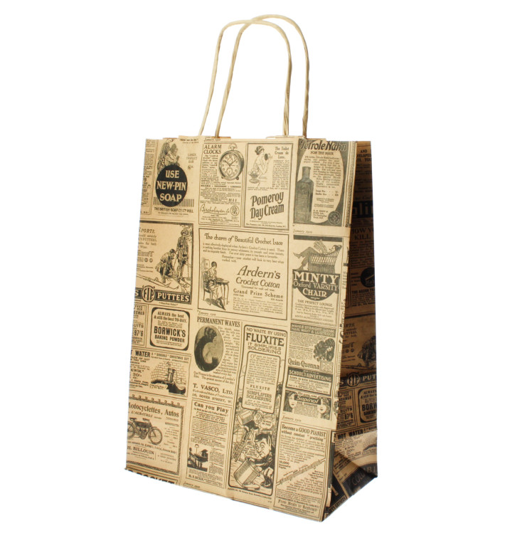 Paper Bag with Handles Kraft "Times" 80g 20+10x29cm (50 Units) 