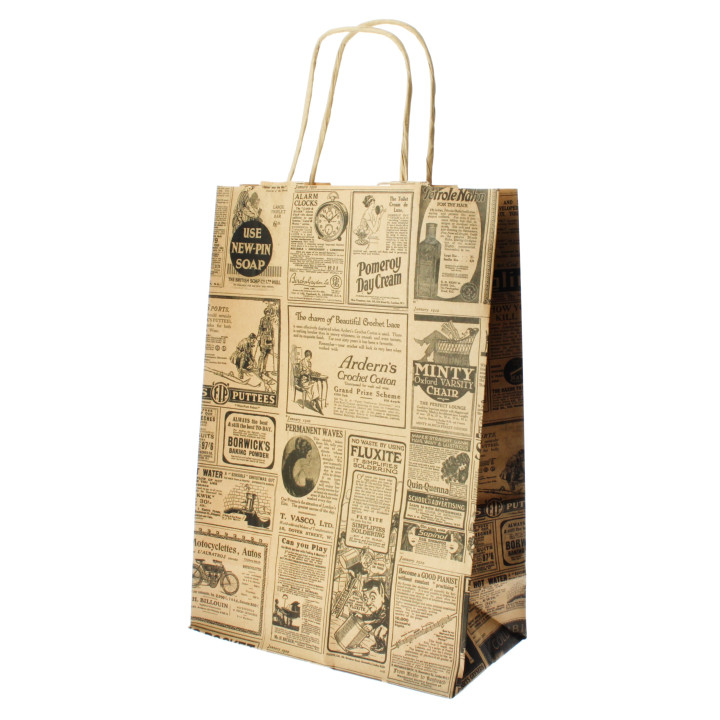 Paper Bag with Handles Kraft "Times" 80g 20+10x29cm (50 Units) 