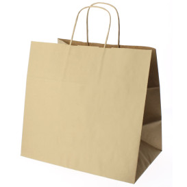 Paper Bag with Handles Kraft Brown 100g 27+14x26 cm (25 Units) 