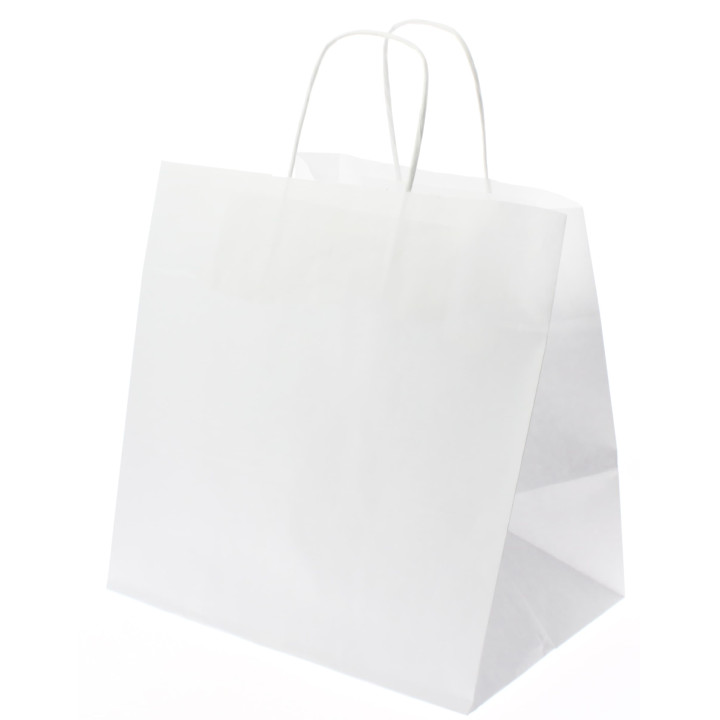 Paper Bag with Handles Kraft White 80g 30+18x29cm (25 Units) 