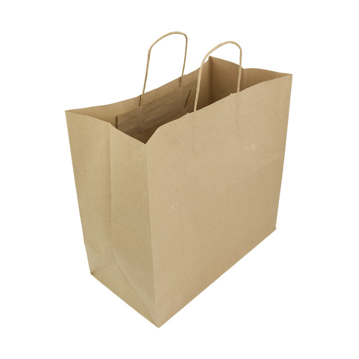 Paper Bag with Handles Kraft Brown 100g 35+15x30cm (25 Units) 