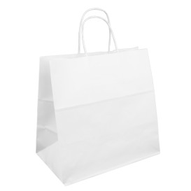 Paper Bag with Handles Kraft White 100g 30+18x29cm (25 Units) 