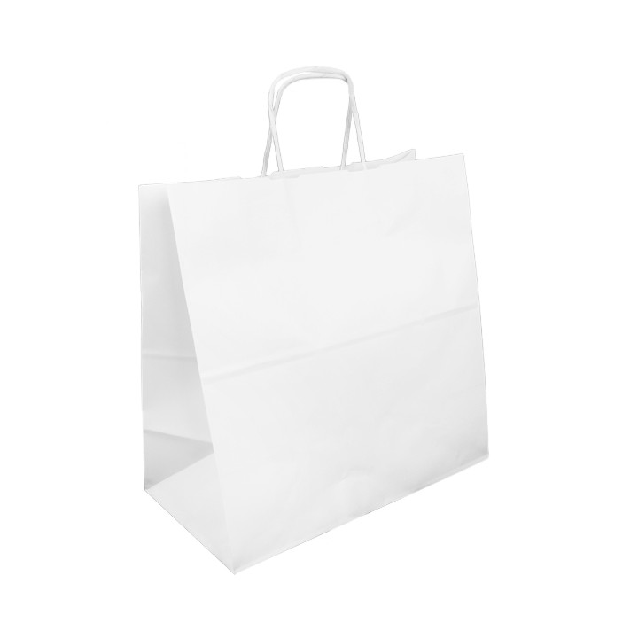 Paper Bag with Handles Kraft White 100g 35+15x30cm (200 Units)