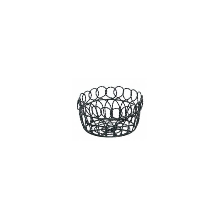 Basket Containers Steel Round Shape Black Ø19x10cm (6 Units)