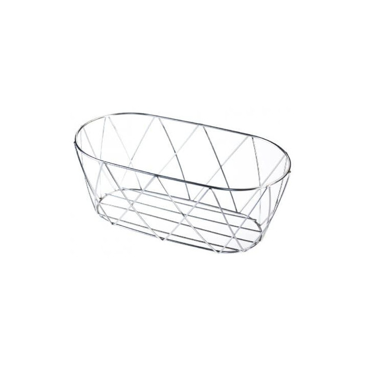 Basket Containers Steel Oval Shape Silver 25,5x12,7x10,2cm (1 Unit) 