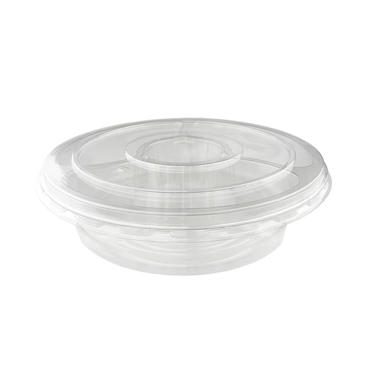 Plastic Bowl PET with Lid 5C Ø26x7cm (100 Units)  