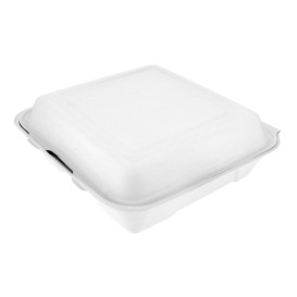 Sugarcane Hinged Container "Menu Box" 23,5x23,5x7,8cm (50 Units) 