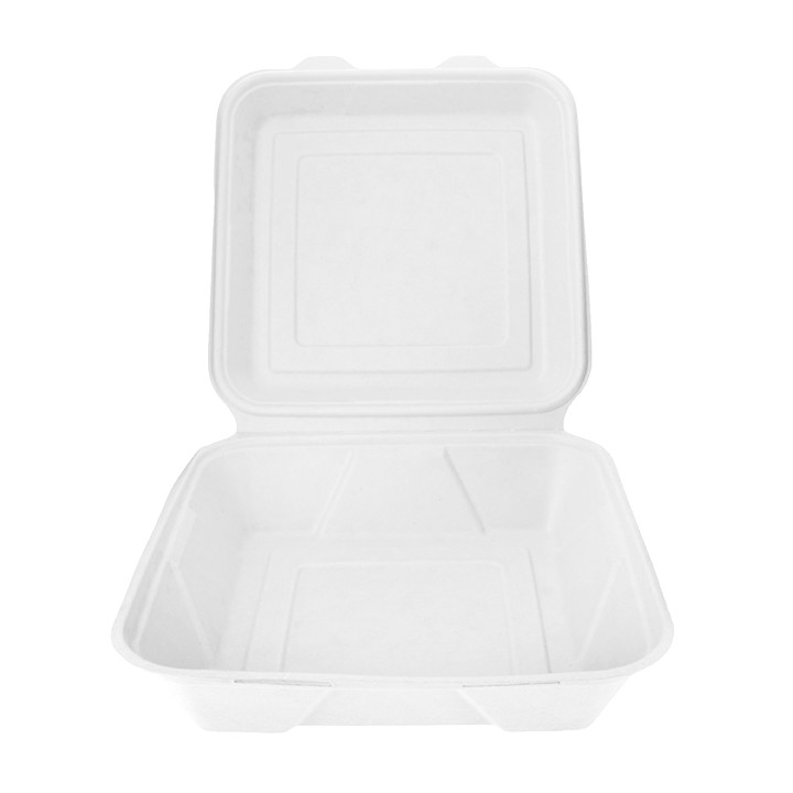 Sugarcane Hinged Container "Menu Box" 23,5x23,5x7,8cm (50 Units) 