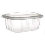 Plastic Hinged Deli Container Microwavable PP High Dome Lid 370ml (50 Units) 