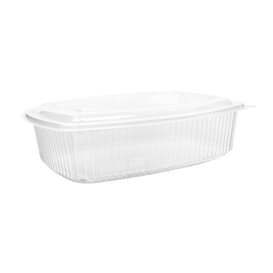 Plastic Hinged Deli Container Microwavable PP High Dome Lid 1500ml (25 Units)