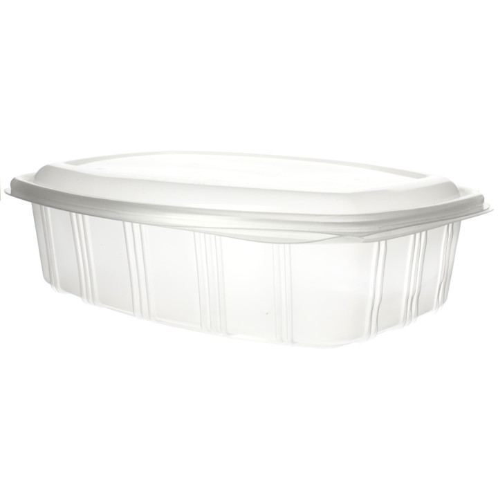 Plastic Hinged Deli Container Microwavable PP High Dome Lid 1500ml (200 Units)