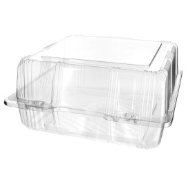 Plastic Hinged Bakery Container PET 20x20x10cm (20 Units) 