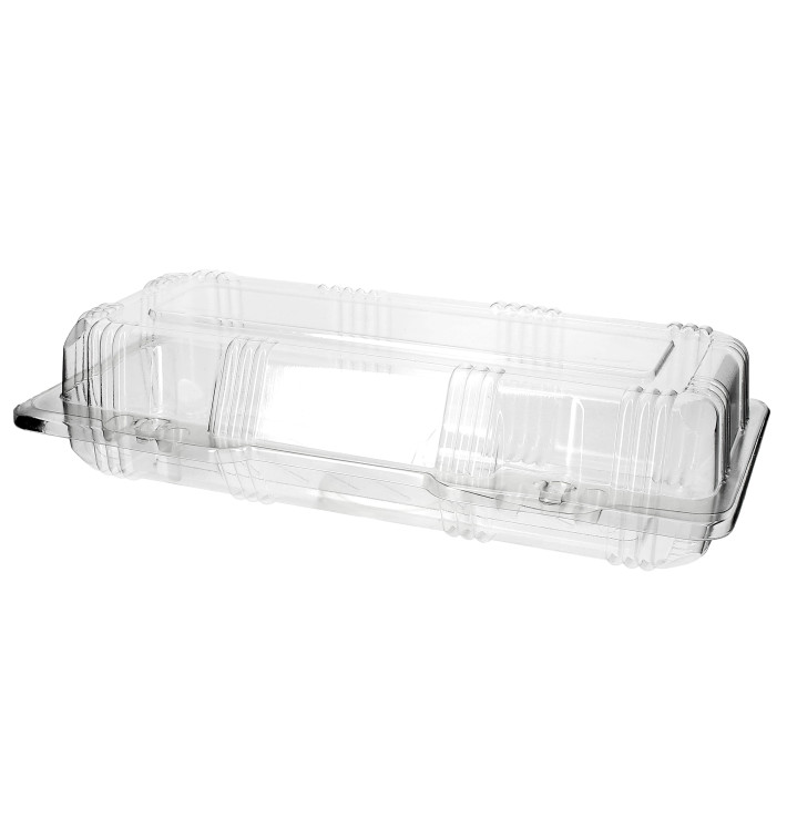 Plastic Hinged Bakery Container PET 24x10x6cm (220 Units)