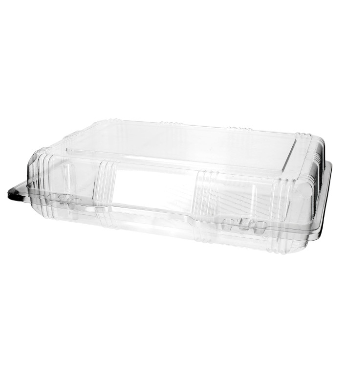 Plastic Hinged Bakery Container PET 25x17x6cm (220 Units)