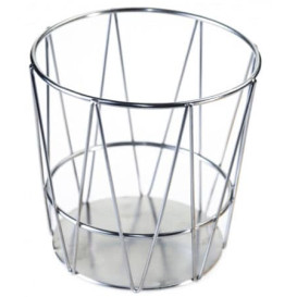 Basket Containers Steel Round Shape Silver Ø11,5x11,5cm (24 Units)