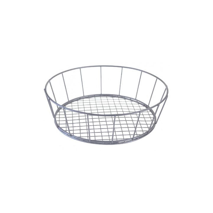 Basket Containers Steel Round Shape Silver Ø24,1x7cm (1 Unit) 
