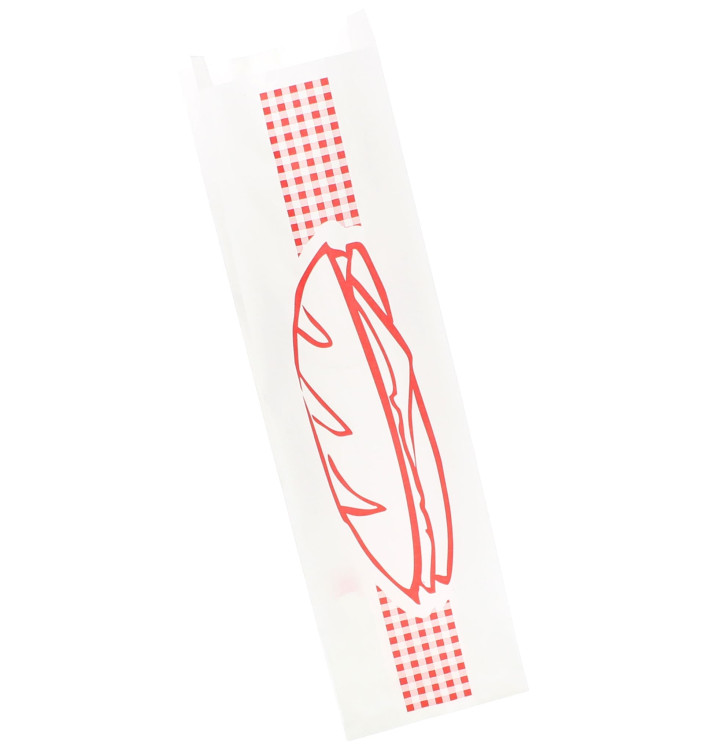 Paper Baguette Bag Red 9+5x32cm (1000 Units)