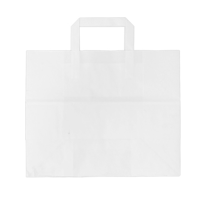 Paper Bag with Handles White Flat 70g 32+20x23cm (50 Units) 
