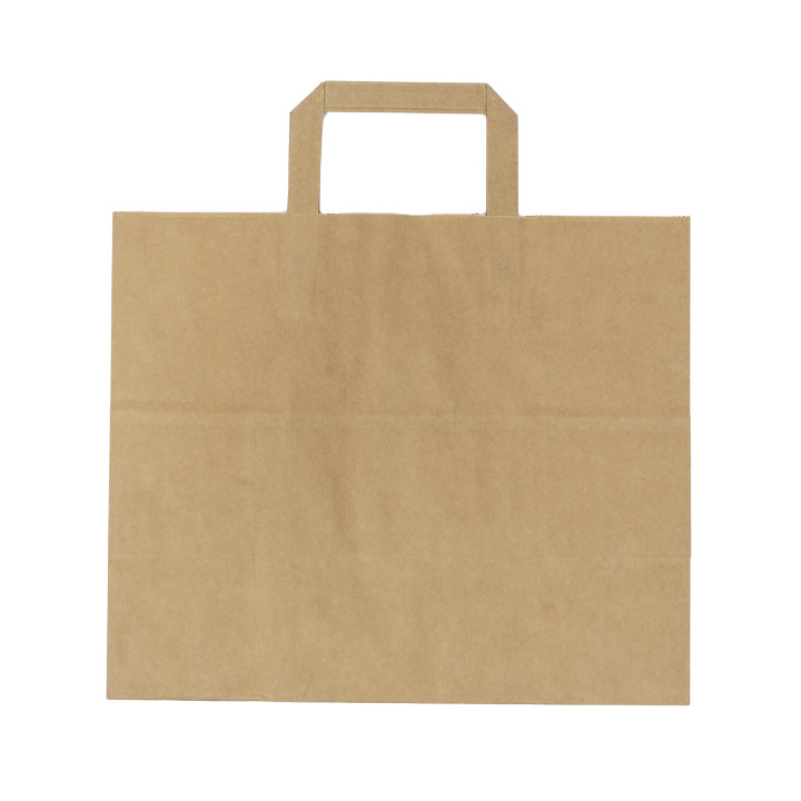 Paper Bag with Handles Kraft Flat 70g 32+20x23cm (250 Units)