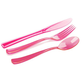 Plastic Cutlery Kit Fork, Knife, Spoon Raspberry  (1 Unit)