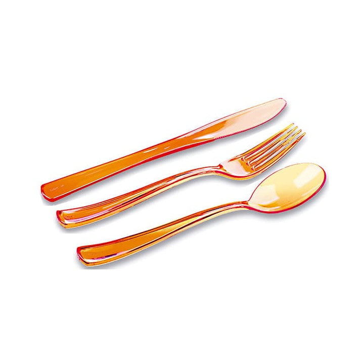 Plastic Cutlery Kit Fork, Knife, Spoon Orange  (1 Unit)