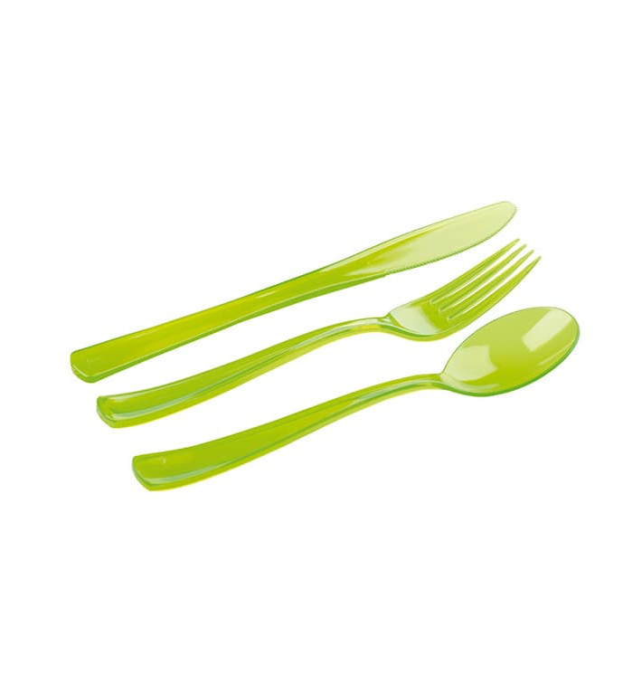 Plastic Cutlery Kit Fork, Knife, Spoon Green (20 Kits)