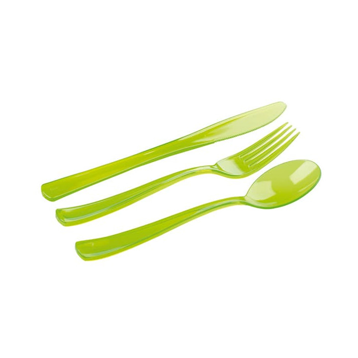 Plastic Cutlery Kit Fork, Knife, Spoon Green  (1 Unit)