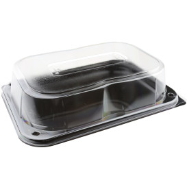 Plastic Tray with Lid Black 24x17cm (5 Units) 