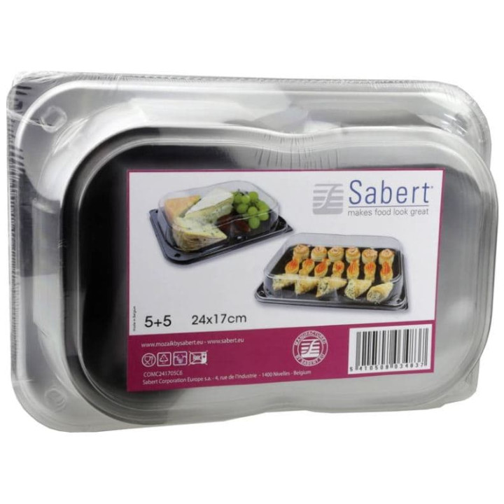 Plastic Tray with Lid Black 24x17cm (30 Uds)