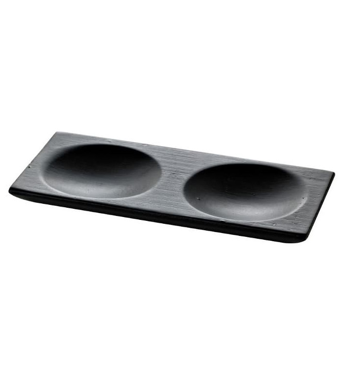 Bamboo Tasting Plate 2C Black 12x6cm (96 Units)