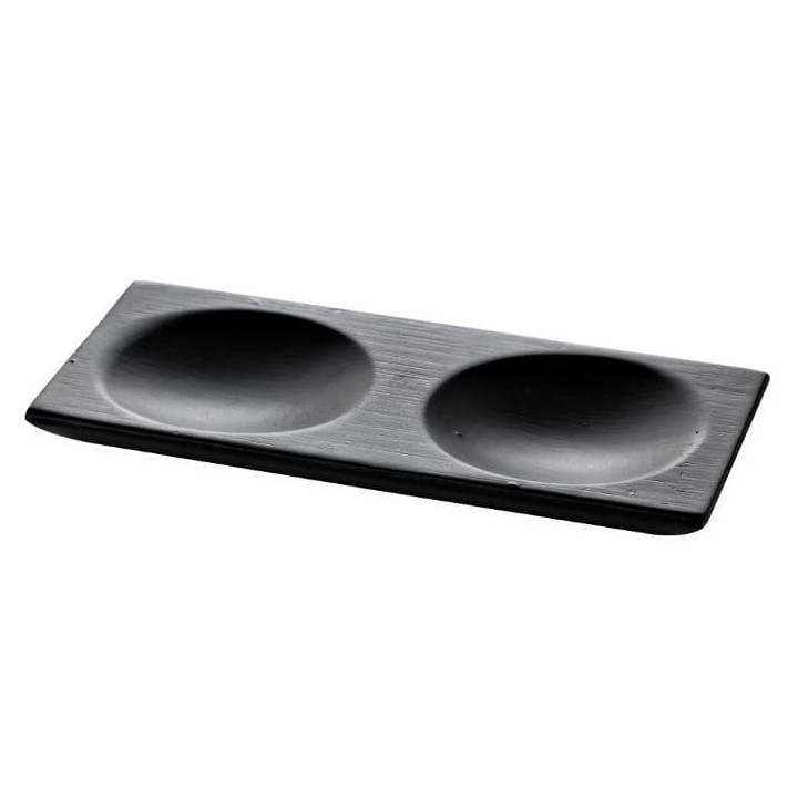 Bamboo Tasting Plate 2C Black 12x6cm (96 Units)