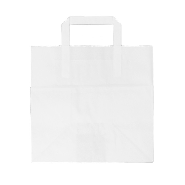 Paper Bag with Handles White Flat 70g 26+18x26cm (50 Units) 