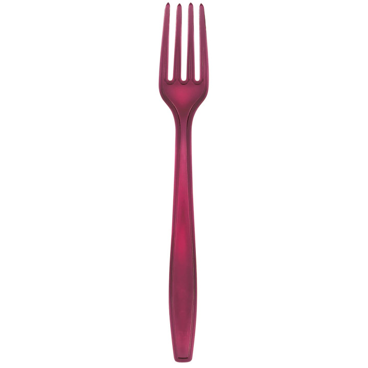 Plastic Fork PS Premium Burgundy 19cm (1000 Units)