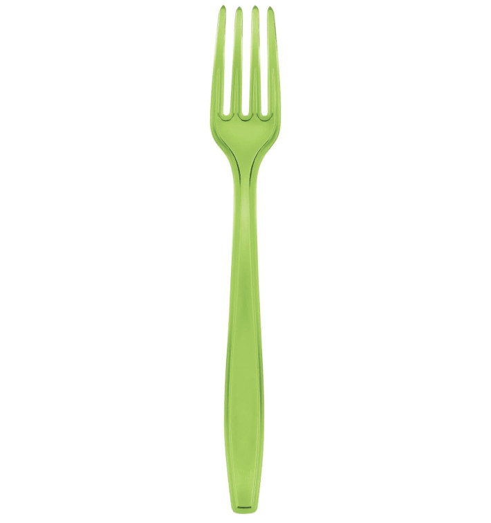 Plastic Fork PS Premium Lime Green 19cm (50 Units) 