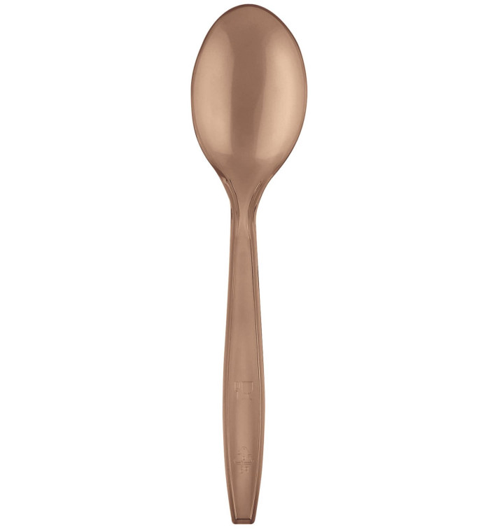 Plastic Spoon PS Premium Brown 19cm (50 Units) 