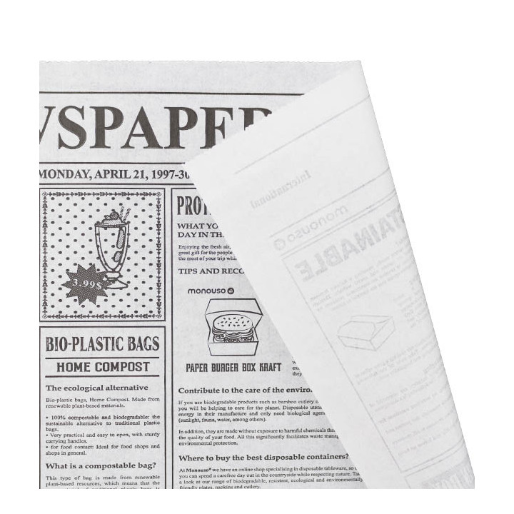 Paper Food Wrap Grease-Proof "Periodico" 28x31cm (1000 Units) 