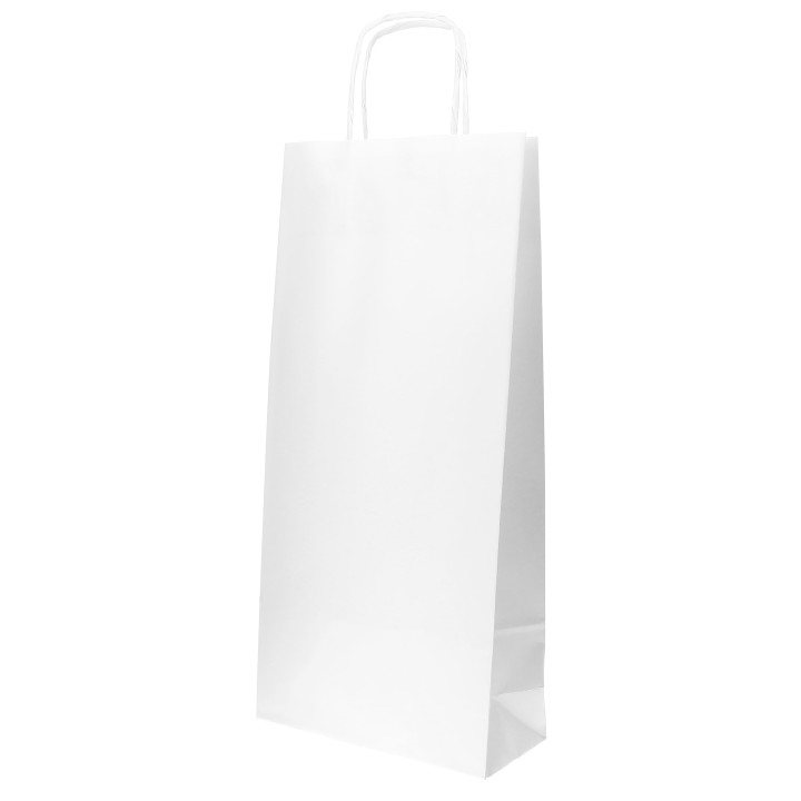 Paper Bottle Bag with Handles White 18+8x39cm (50 Units) 