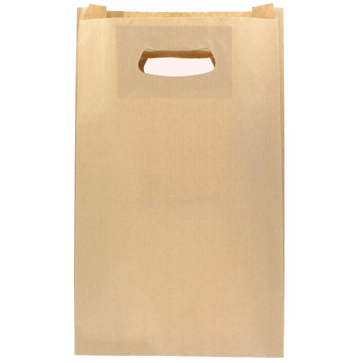Paper Bag with Handles Kraft Die Cut 24+7x37cm (50 Units) 