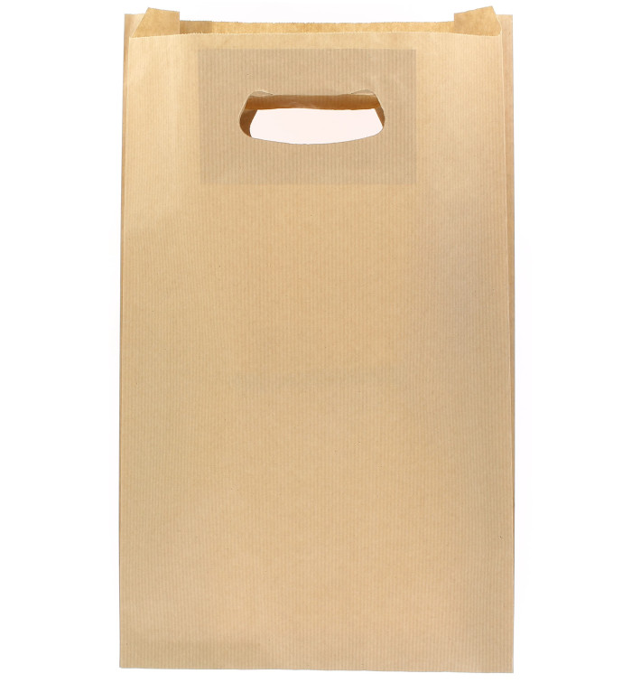 Paper Bag with Handles Kraft Kraft Die Cut 24+7x37cm (250 Units)