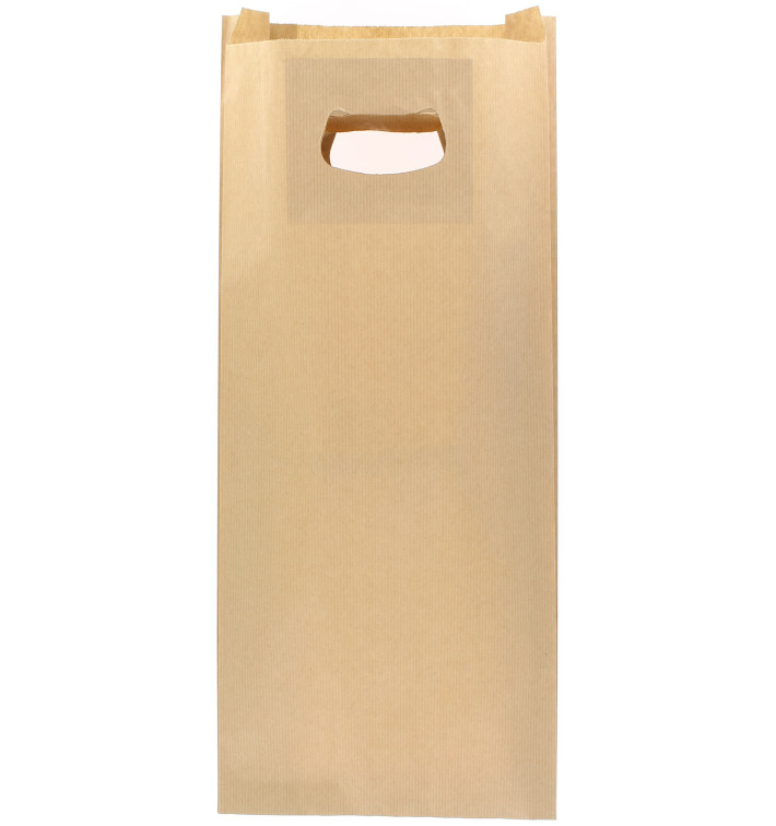 Paper Bag with Handles Kraft Die Cut 18+6x32cm (50 Units) 