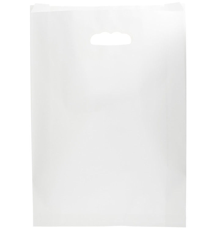 Paper Bag with Handles Kraft Die Cut White 31+8x42cm (250 Units)