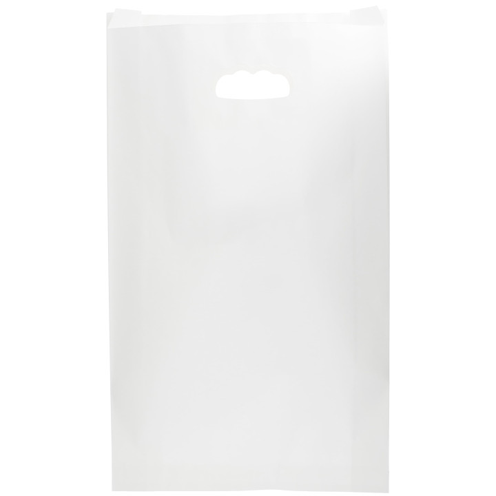 Paper Bag with Handles Kraft Die Cut White 24+7x37cm (50 Units) 