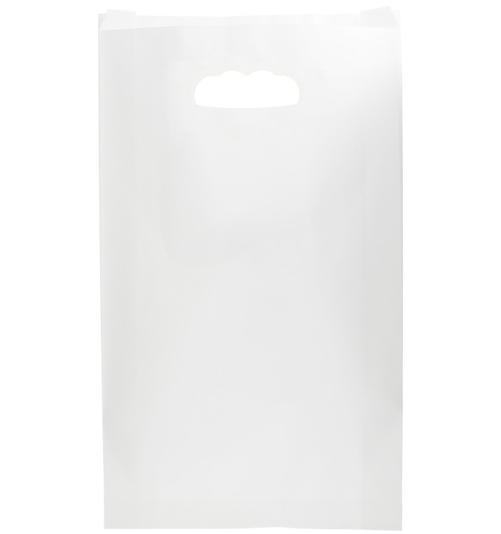 Paper Bag with Handles Kraft Die Cut White 24+7x37cm (250 Units)
