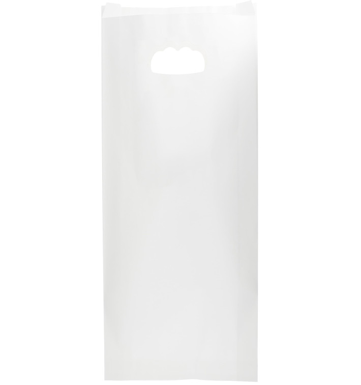Paper Bag with Handles Kraft Die Cut White 18+6x32cm (500 Units)