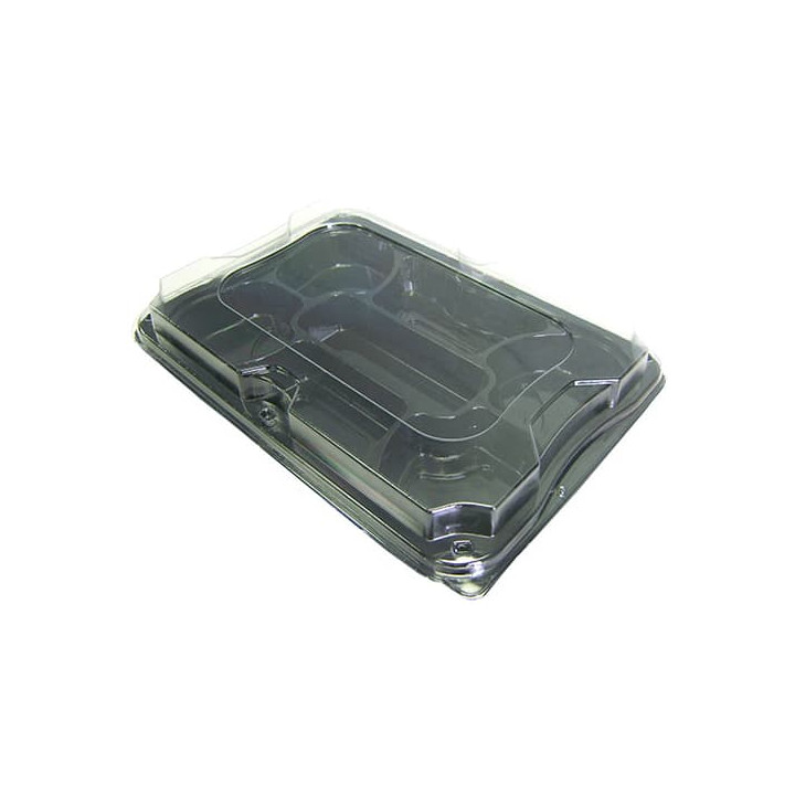 Plastic Tray Black with Lid 7C 35x24cm (15 Uds)