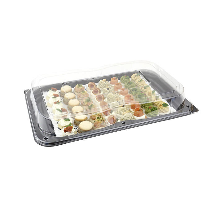 Plastic Platter with Lid Black 46x30cm (15 Uds)