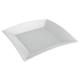 Sugarcane Plate Square shape "Nice" White 23x23 cm (500 Units)