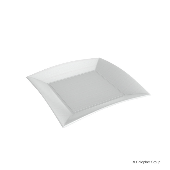 Sugarcane Plate Square shape "Nice" White 18x18 cm (500 Units)