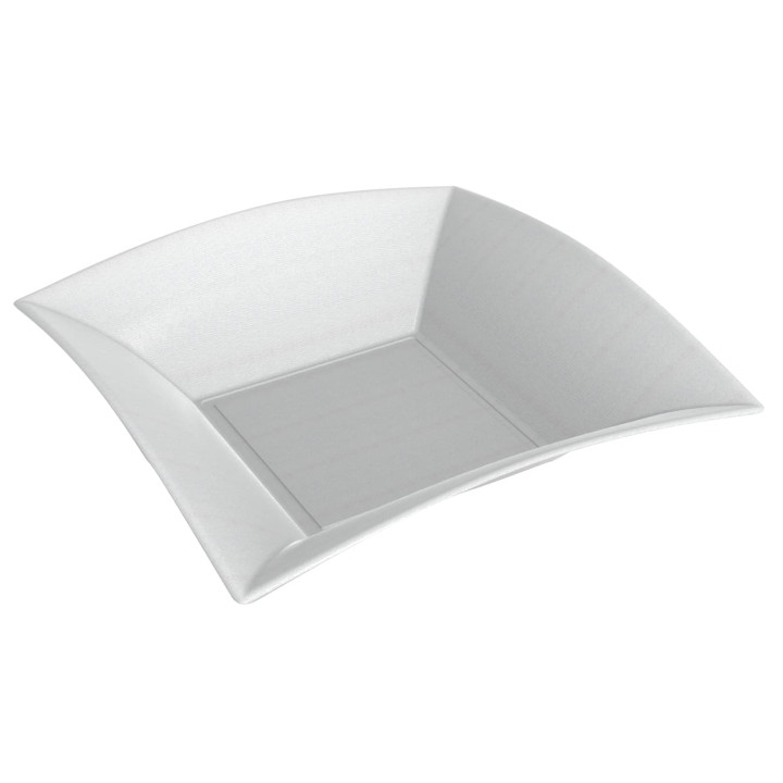 Sugarcane Plate Deep "Nice" White 18x18 cm (50 Units) 