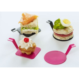 Tasting Plastic Plate PS "Gourmand" Raspberry Ø4,5x2cm (600 Units)